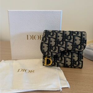 Dior Navy and Beige Monogram Wallet